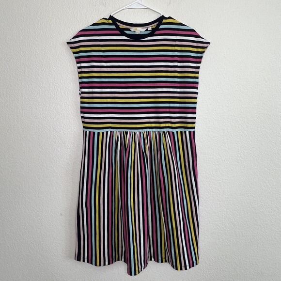 Boden Women’s Cotton Jersey T-shirt Dress Size US 4R Rainbow Stripe Pockets Aa17 - Picture 5 of 9